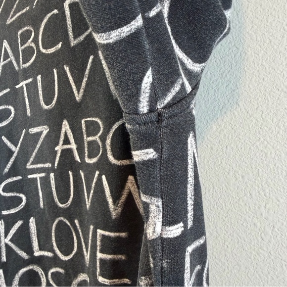 Love Moschino Zip Up Hoodie Gray Alphabet Chalkboard Print Size 42 (US 6) - Picture 13 of 13